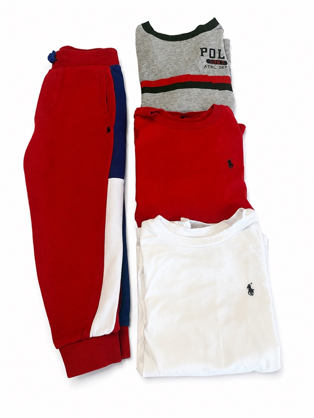 Polo by Ralph Lauren Kids Red, White & Gray Sweatshirt and Joggers Set